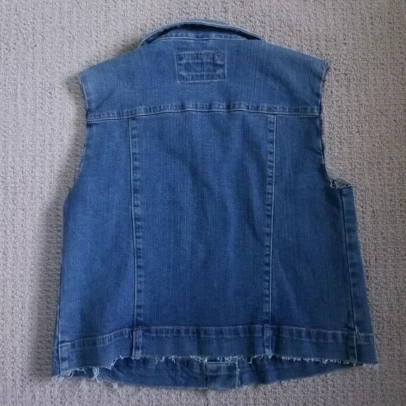 LOFT Made and Loved Denim Vest Womens Blue Size XS Punk Rock Biker Festival - Picture 4 of 11